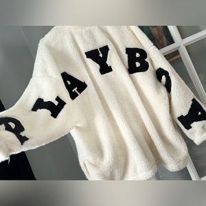Playboy by Pacsun white M/L Sherpa teddy jacket